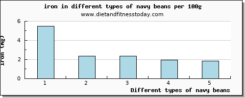navy beans iron per 100g